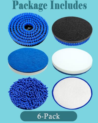 Conloquen 6-Pack Replacement Brush & Pads for Bissell Spinwave Steam Mop (Models 20393, 3897A, 20399, 23159, 23157, 2124, 3712) - 2 Nylon Brushes & 2 Foam Pads Included