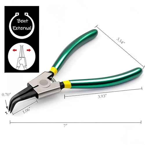 7" Bent External Snap Ring Pliers,Internal Spring Design,Anti-Rust,Standard Head.