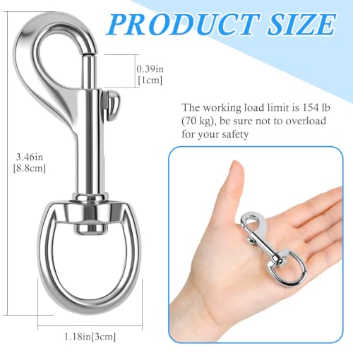 ERKOON 4 Pack 3.5 Inch Zinc Alloy Swivel Snap Hooks Heavy Duty Load 154Lbs
