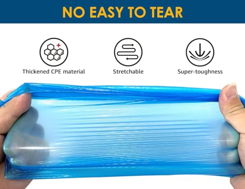 OGUNUOKI Disposable Plastic CPE Shoe Covers Non-Slip Waterproof 50 Pairs
