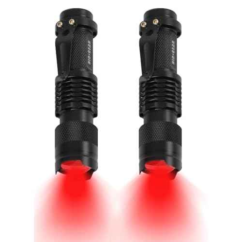2 Pack Red Flashlight LED Single Mode Light 1 Mode LED Torch Scalable Red Light Flashlight for Astronomy Aviation Night Observation