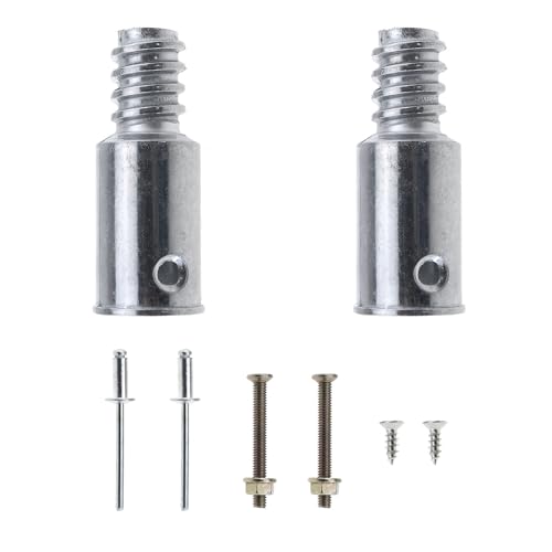 MEETOOT 2PCS 0.85inch/22mm Threaded End Replacement Repair Kit Metal Handle Extension Rod Adapter End Silver Brush Threaded Fitting for Boat Hook Rod Paint Brush Duster and Deck Brush