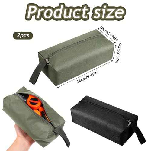 2 Pcs Canvas Tool Pouch with Zipper, Multipurpose Small Tool Pouch Screwdriver Tools Bag Suitable for Storing Scattered Electrician Tools Cosmetics Various Items