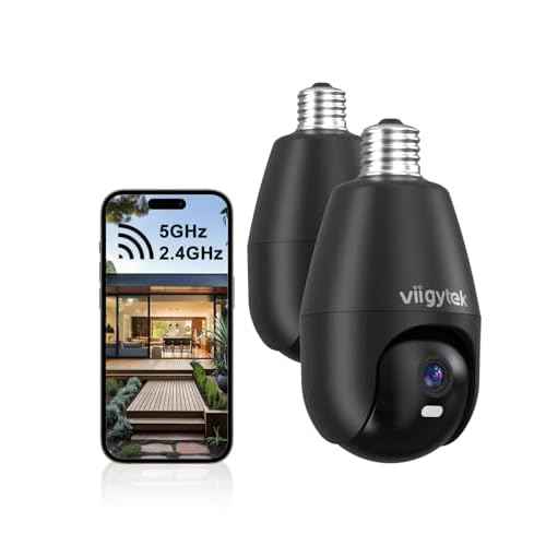 2K WiFi Light Bulb Security Camera, 2.4G & 5G WiFi,Motion Tracking, Two-Way Talk, Color Night Vision, Motion Detection, 355¡Æ Bulb Cameras (Black-2Pack)
