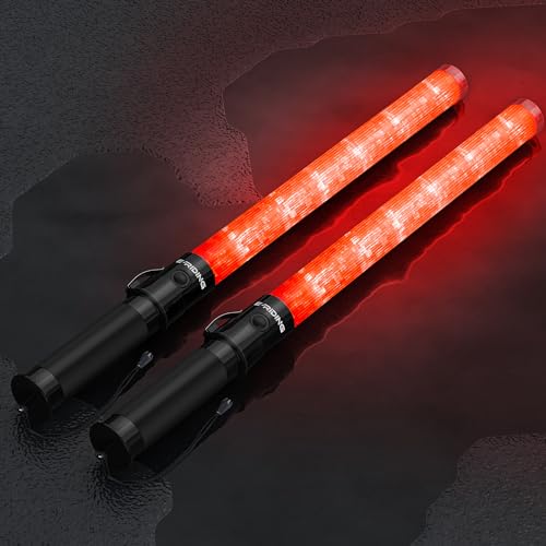 E-riding 2 Pack 21 Inch Red Traffic Wand with 3 Flashing Modes for Safety