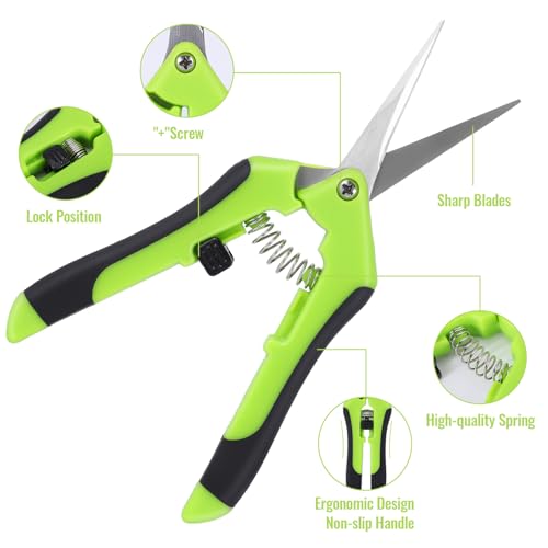 BEoffer 4-Pack 6.5 Inch Stainless Steel Pruning Shears - Orange Green