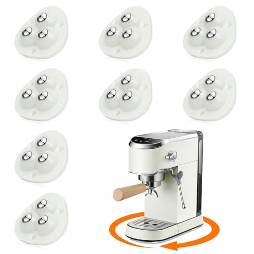 Self-Adhesive Caster Wheels for Small Appliances - 8 Pcs, White, 3 Ball Bearings