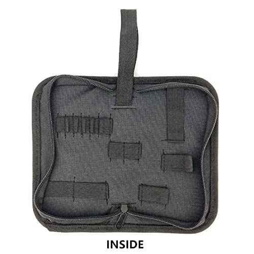 Umaki 2pack Small Tool Pouch Organizer, Canvas Zipper Pouch with 13 Adjustable Loops and a Storing Belt, Utility Tool Bag for Craft Making, Maintenance, Electrician and Carpenters, 8'' x 4'', Black