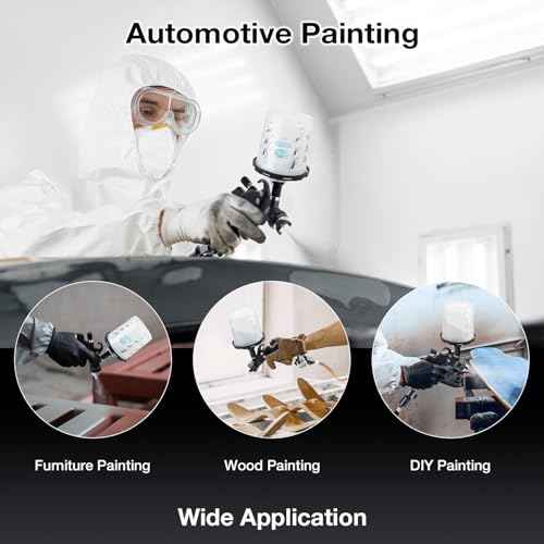 YUZES HVLP Spray Gun Plus Kit with 20 Oz Disposable Paint Cups, Easy to Use, 1.4/1.7/2.0mm Nozzles Air Spray Gun for Painting Cars & Furniture DIY Painting, Paint Spray Gun for Primer, Clear/Top Coat