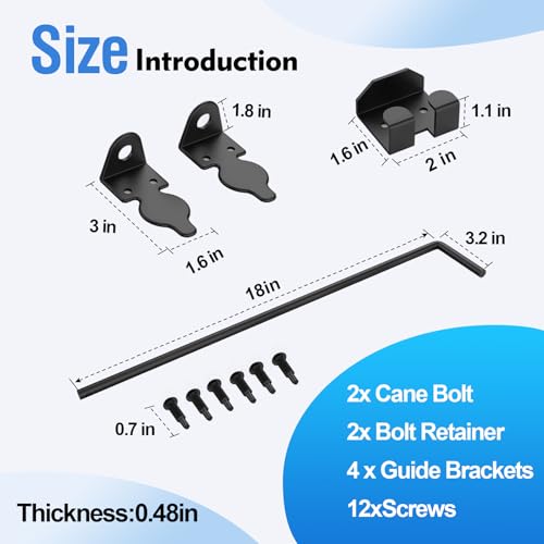 AHYYN 18" Heavy-Duty Cane Bolts for Gates, 2 Pack – Secure Fence & Door Latches