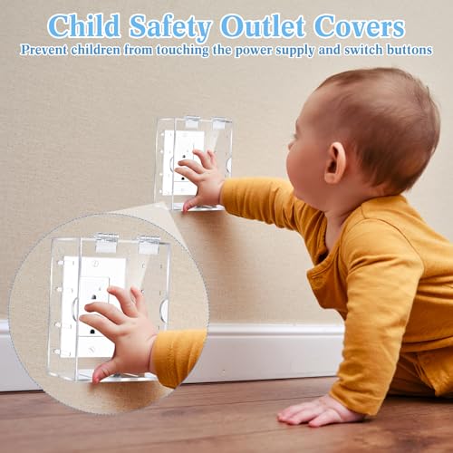2 Pcs Safety Outlet Cover Box Clear Lock Box with Key Covers for Electrical Outlets, Provides Space Inside for Plugs, Proof Socket Covers Ease Operation