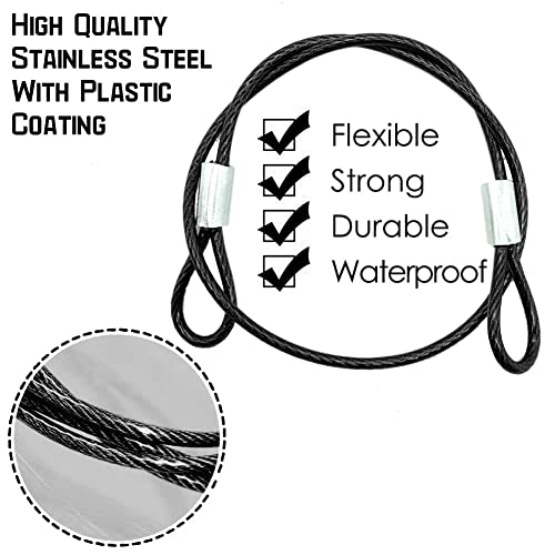 CKANDAY 20 Pack 6 Inch Stainless Steel Safety Tethers with Spring Hooks, Black (Model: 20P-15cm-black)