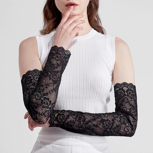 Lace Arm Sleeves For Women Wedding Sleeve, Floral Long Fingerless Lace Gloves for Bridal Party Prom Costume