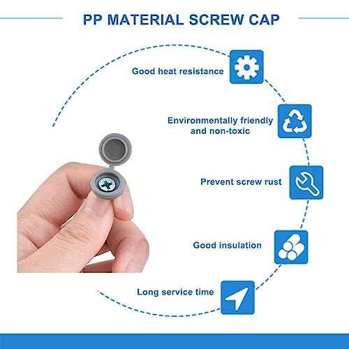 Screw Covers, 100pcs Gray Plastic Screw Cap Hinged Fold Over Caps Rubber Dust Washer Flip Tops with Storage Box (Gray)