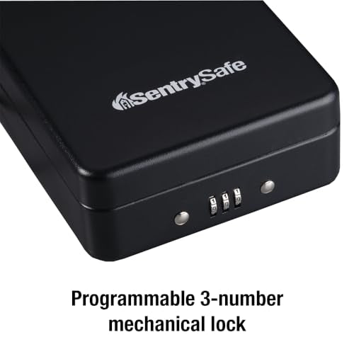 SentrySafe Small Portable Safe Combo Lock Black - Secure Valuables Dorm Office