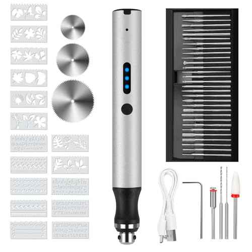 3-Speed Cordless Mini Drill Pen With 30 Small Bits,Rechargeable Electric Hand Drill Pin Vise,Resin Drill Set For Jewelry Making,Resin,Plastic,Wood,Keychains DIY