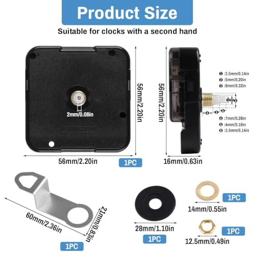 KAKUPPA Quartz Clock Replacement Movement Set with 14.5mm Shaft, High Torque DIY Parts