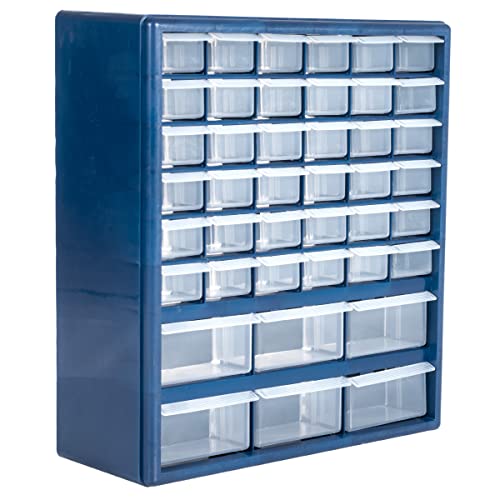 Plastic Storage Drawers ? 42 Compartment Organizer ? Desktop or Wall Mount Container for Hardware, Parts, Crafts, Beads, or Tools by Stalwart, 10 Targets