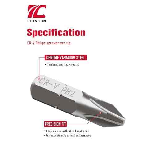 ROTATION 30-Piece Phillips #2 Bit Set PH2, Impact Grade, 1/4-inch Hex Shank, Chrome Vanadium Steel