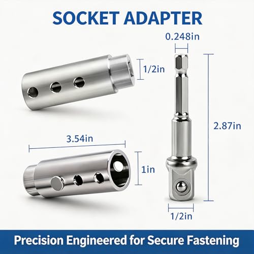 Moalaok 1 Inch Trailer Jack Drill Adapter Stainless Steel for Top Wind Jacks