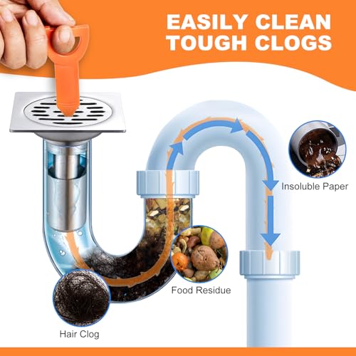 QUIUMES 4-Pack 20 Inch Flexible Drain Snake Clog Remover for Hair & Debris