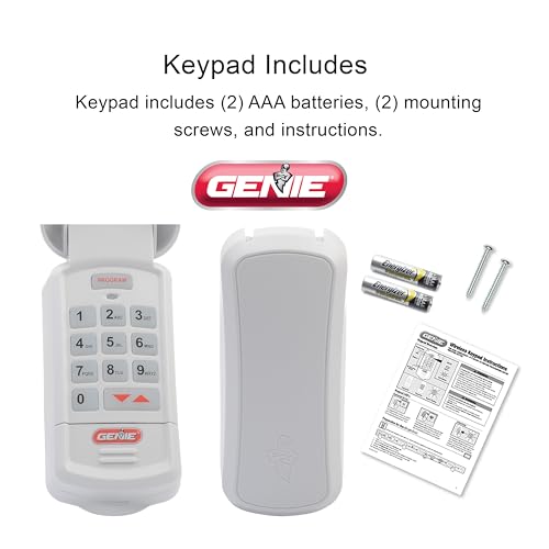 Genie Wireless Keyless Garage Door Keypad - 1 Pack - Compatible with All Genie Intellicode Models - White