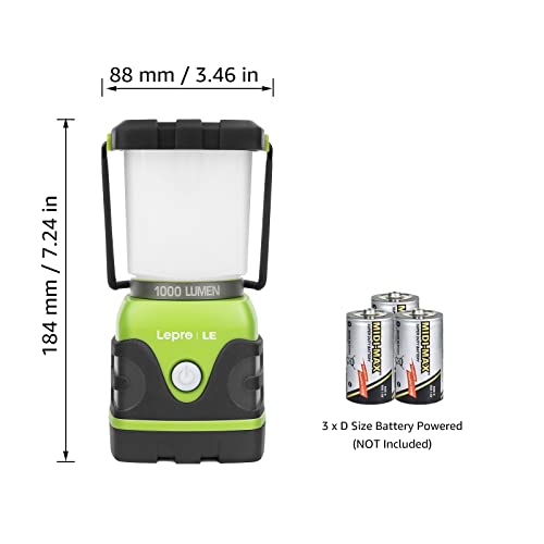 Lepro 1000LM Battery Powered LED Camping Lantern - Green, 4 Light Modes