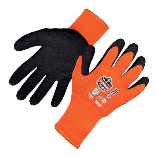 Ergodyne ProFlex 7401 Coated Winter Work Gloves, Latex Coated Palm, Thermal Fleece Lining, Orange