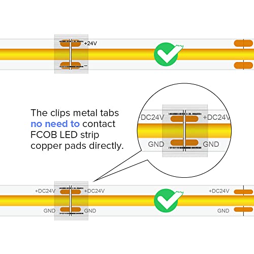 8mm FCOB COB LED Strip Connector Kit 14pcs Transparent, 2 Pin Extension Wires