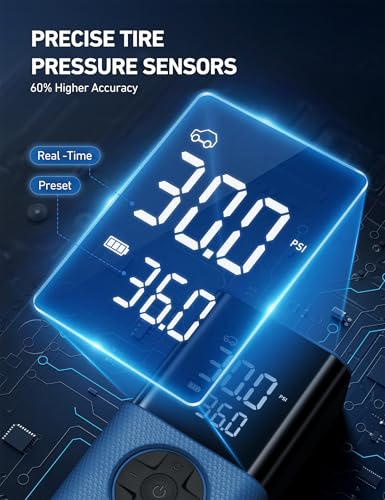 AstroAI L7S Portable Cordless Tire Inflator with Digital Pressure Gauge - Blue, 150 PSI