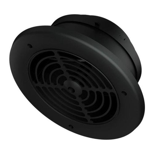 SEVBLKX Black Soffit Exhaust Vent 4", 5", 6" – Multi-Diameter Duct Compatibility – UV-Stabilized ABS – Integrated Backdraft Damper – for Bathroom/Kitchen Fan Venting via Soffit or Eave