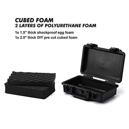 CASOMAN 11.5-Inch Water-Proof & Explosion-Proof Box, with Cush- Proof Sponge, IP67 Water Proof Grade, Customizable Foam