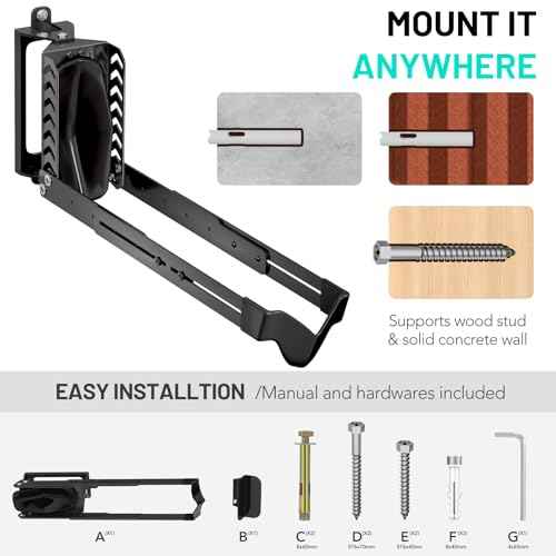 Swivel Bike Rack Wall Mount, Bike Hangers for Garage, Space-Saving Vertical Bike Holder, Holds up to 77 lbs, Bicycle Wall Hanger Storage, No Heavy Lifting Required Indoor Hanging Bike Rack-Black