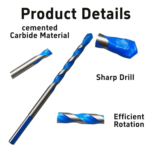 5PCS 15/64" Solid Carbide Drill Bit Set, Masonry Drill Bits, Concrete Drill Bits, Carbide Drill Bits for Glass, Tile, Brick, Cement, Plastic, Wood