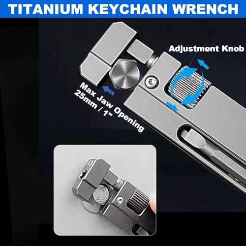 Titanium Keychain Wrench ? Mini EDC Adjustable Spanner with Screwdriver, Pocket Tool for Everyday Carry, Travel, Outdoor, Camping ? Stocking Stuffers For Men, Dads, and EDC Lovers