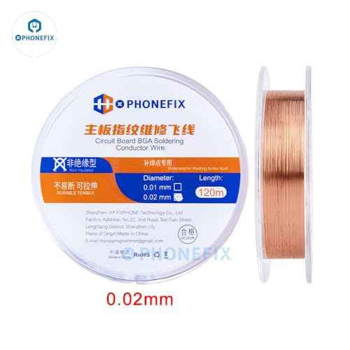0.02mm 120M Phone Motherboard Soldering Jump Wire Pure Copper Non-Insulated Conductor Wire for Mobile Phone iPhone Logic Board Soldering Repair