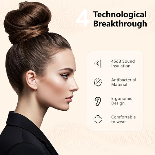 Ear Plugs for Sleeping Noise Cancelling, 45dB for Noise Reduction, Noise-Reducing Earplugs for Sleeping, Concerts, Shooting, Silicone Hearing Protection Earbuds with 8 Eartips (Beige, One Size)