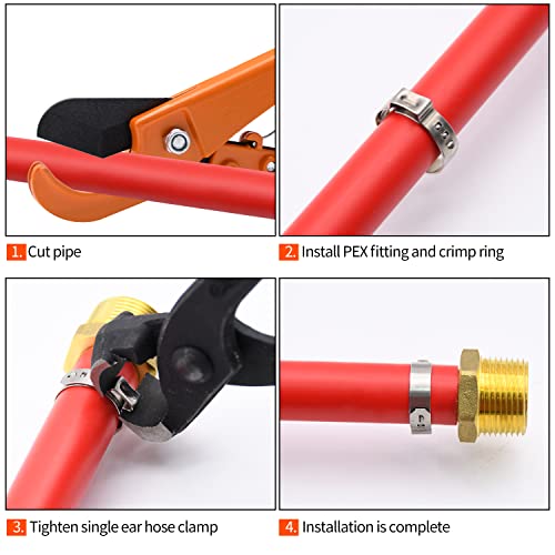 50 Pack 3/4" PEX Cinch Clamps, Stainless Steel Single Ear Hose Clamps