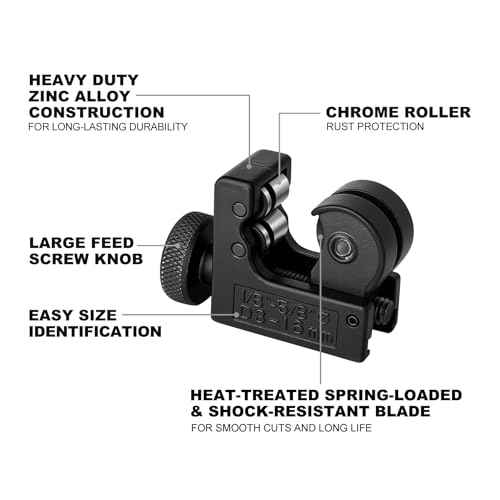 HAUTMEC Copper Pipe Cutter Tool 1/8" to 5/8"OD (3-16mm), Mini Copper Tubing Cutter Tool for PVC, Copper, Aluminum, and Thin Stainless Steel Tube HT0131-TC