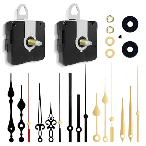 TLARTDF 2Pcs Quartz Clock Mechanism Kit with 16mm & 23mm Sizes Silent Sweep Movement & 5 Set Hands - DIY Wall Clock Replacement Parts