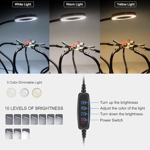 Magnetic Helping Hands Soldering Station with Light,Third Hand Soldering Tool,with Five-Claw Flexible Arms,3X LED light Magnifying Glass,for Soldering Repairing Jewelry Crafts