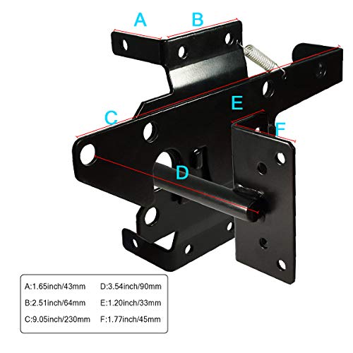 SANKINS Heavy-Duty Self-Locking Gate Latch Black for Wood & Metal Gates