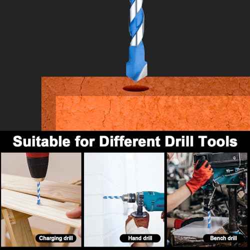 Concrete Drill Bit Set 7 Pcs, Masonry Drill Bit Set 5/32"-3/8", Shockproof Hex Shank Drill Bit Set, Industrial Carbide Drill Bits for Class/Brick/Plastic/Cement/Tile