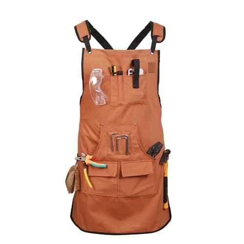 Woodworking Apron for Men - 9 Reinforced Pockets Durable Canvas Rugged Elegance Padded Cross Straps - Tool Apron