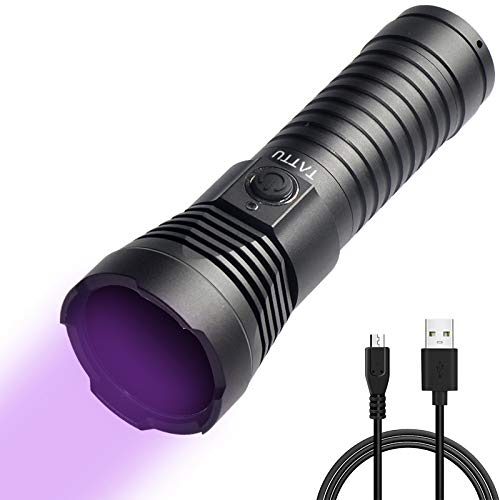 TATTU U3S UV Flashlight Rechargeable 365nm Black Light Torch with ZWB2 Filter, Blacklight 10W Ultraviolet LED Lamp with Micro USB Charging Cable