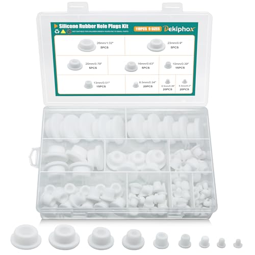 Dekiphox 110PCS White Silicone Rubber Hole Plugs Assorted Sizes for Bathtub Jets
