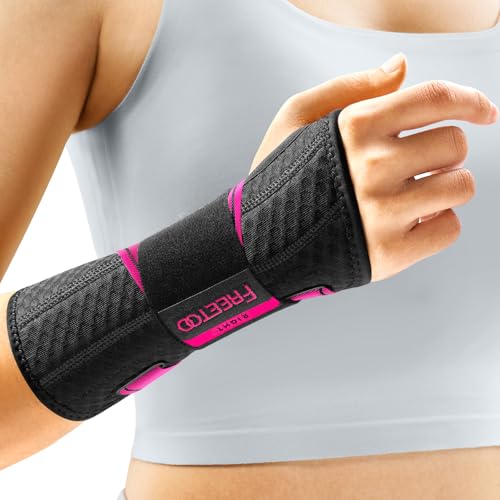 FREETOO Pink Right Hand Carpal Tunnel Wrist Brace Night Support S/M