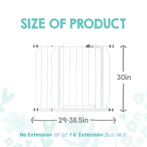 Regalo Safety Baby Gate 29-38.5W x 30H in White, Easy Setup for Doorways & Stairs