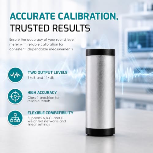 TEKCOPLUS Sound Calibrator - 94dB / 114dB Output, 1" & 1/2" Mic Compatible