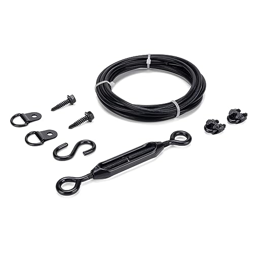 HILLMASTER 1 Pack Black Anti-Sag Fence Gate Support Cable Kit for Wooden Fence